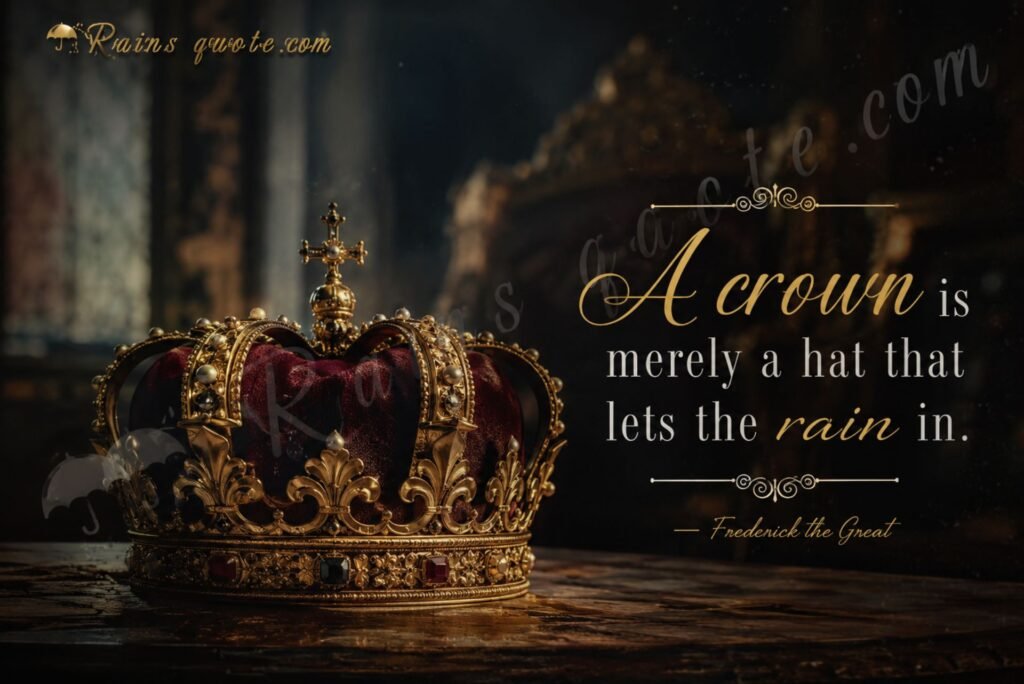  “A crown is merely a hat that lets the rain in.”
