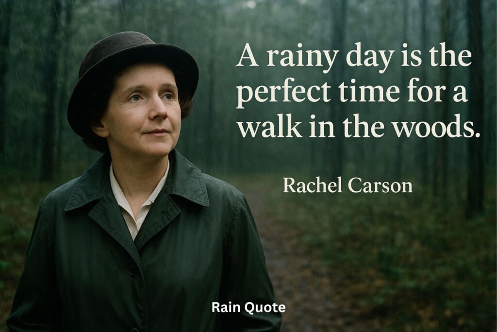 โA rainy day is the perfect time for a walk in the woods.โ