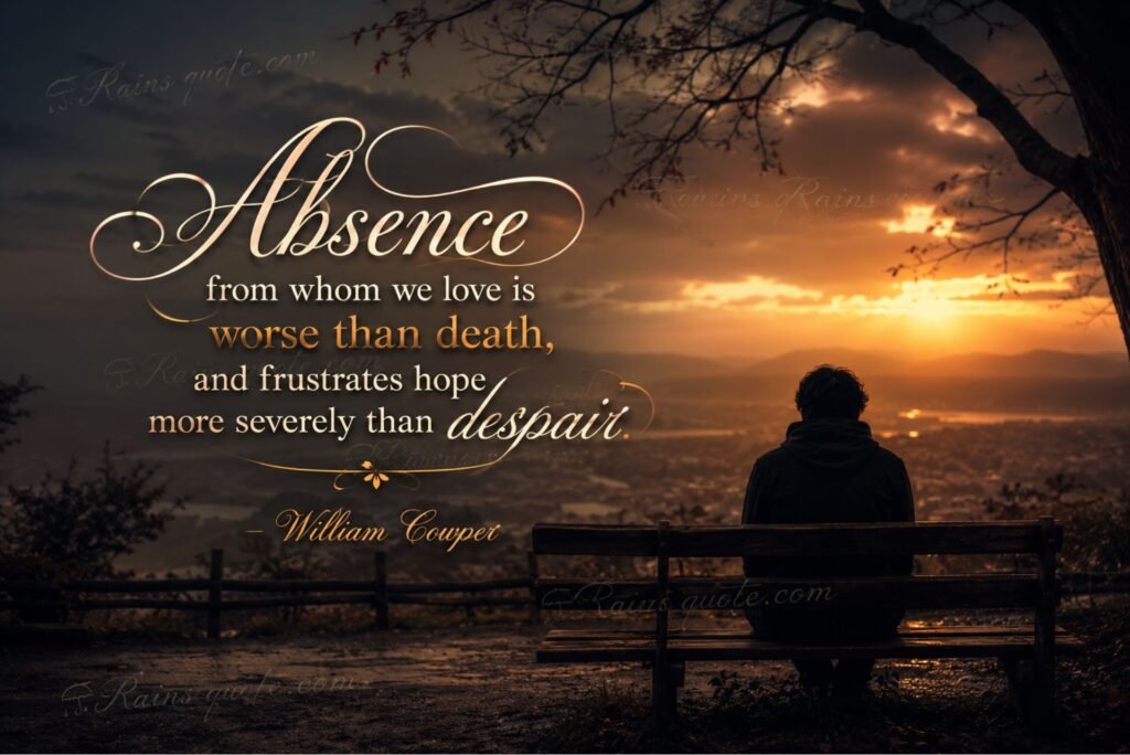 “Absence from whom we love is worse than death, and frustrates hope more severely than despair.”