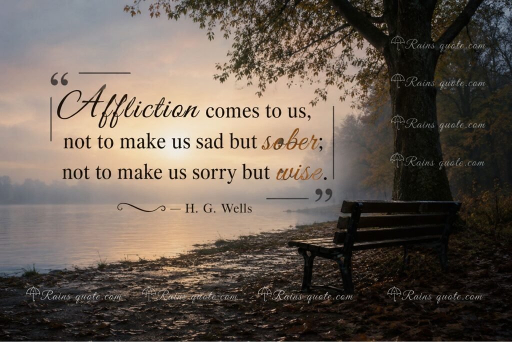 “Affliction comes to us, not to make us sad but sober; not to make us sorry but wise.”