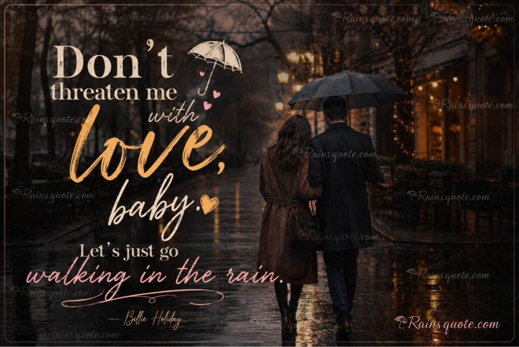 “Don't threaten me with love, baby. Let's just go walking in the rain.”