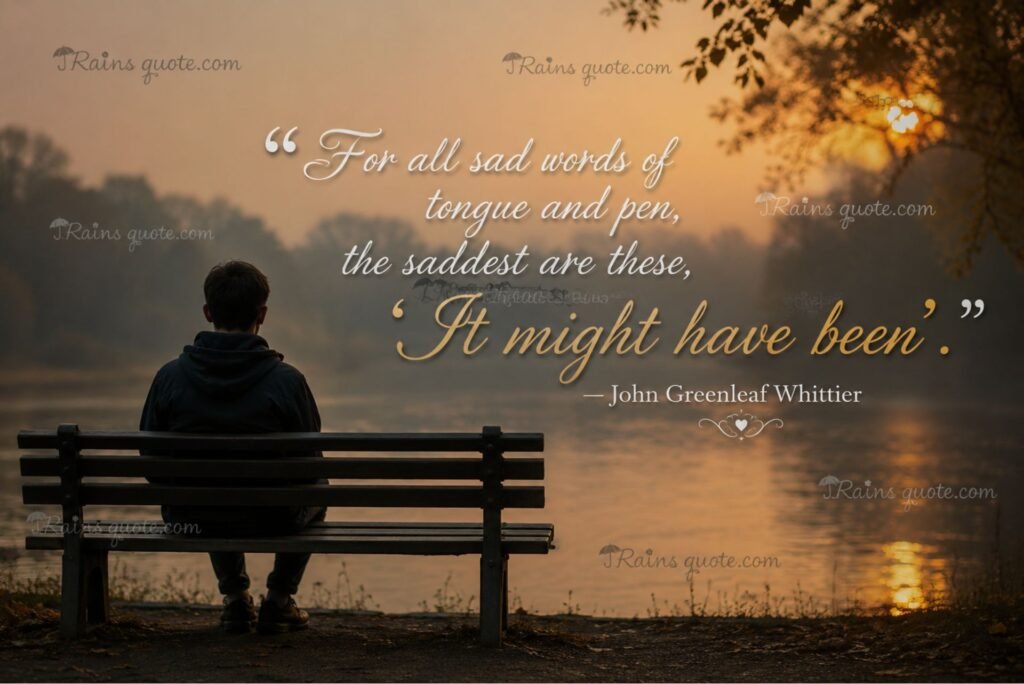 “For all sad words of tongue and pen, the saddest are these, ‘It might have been’.”