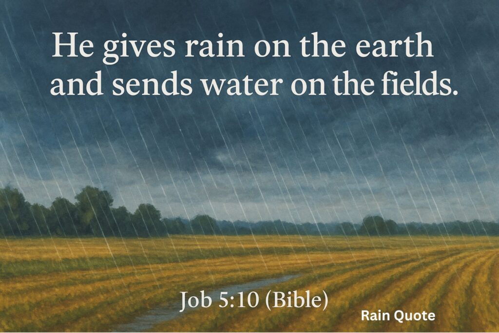 “He gives rain on the earth and sends water on the fields.”
