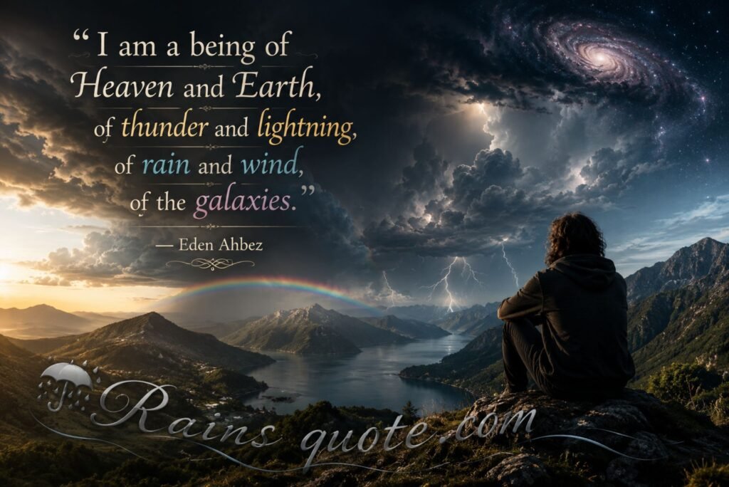 “I am a being of Heaven and Earth, of thunder and lightning, of rain and wind, of the galaxies.”