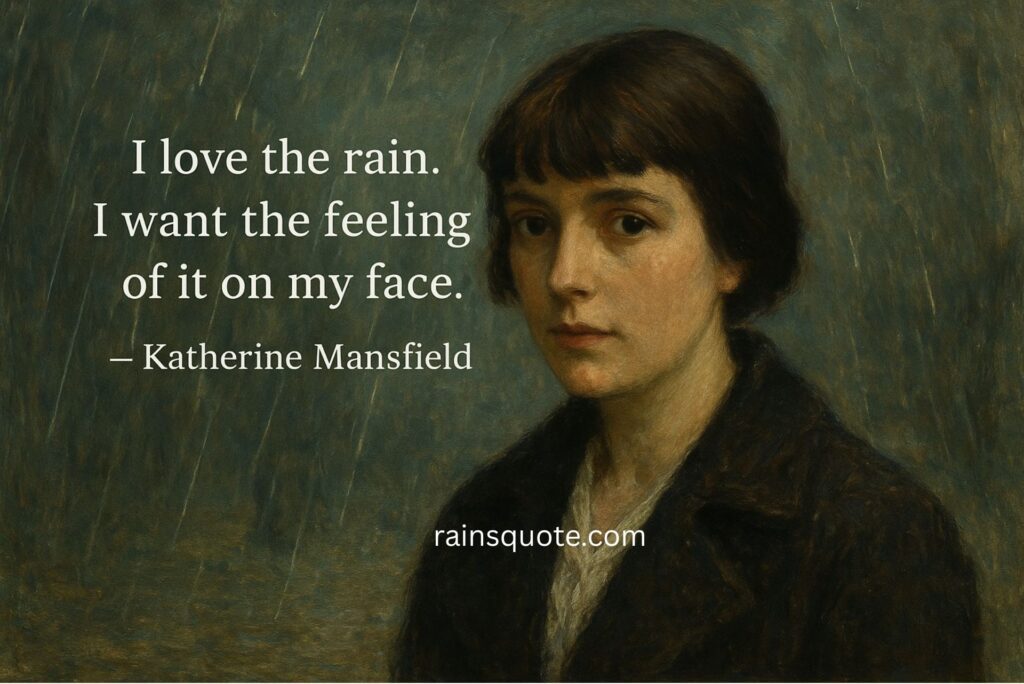 “I love the rain. I want the feeling of it on my face.”