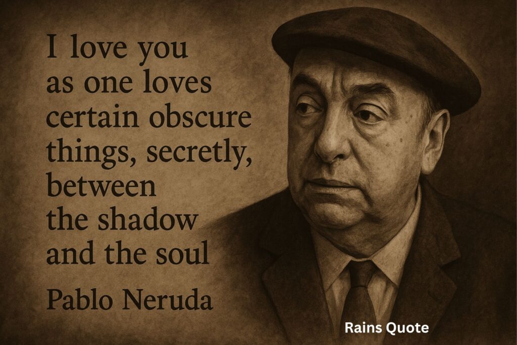 “I love you as one loves certain obscure things,
secretly, between the shadow and the soul.”