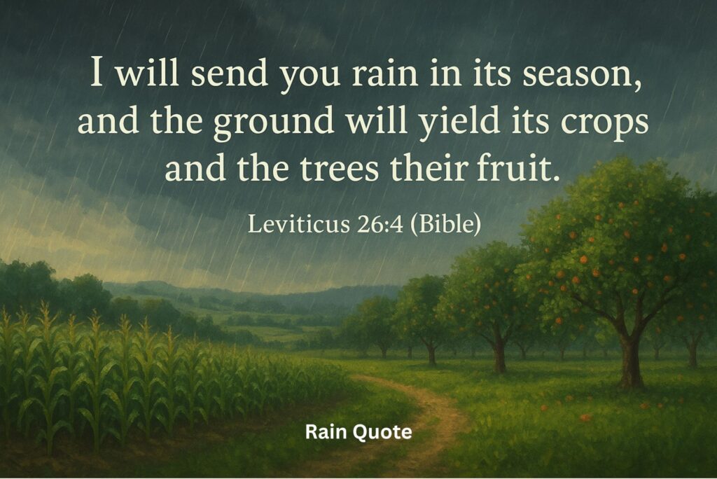 “I will send you rain in its season, and the ground will yield its crops and the trees their fruit.”