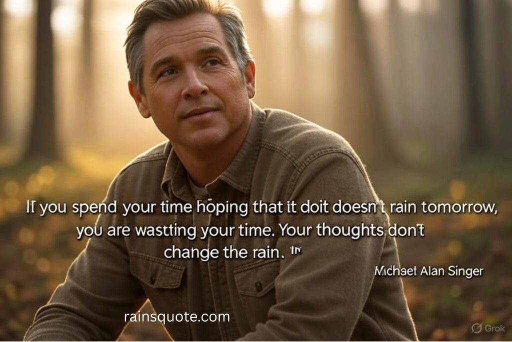 “If you spend your time hoping that it doesn’t rain tomorrow, you are wasting your time. Your thoughts don’t change the rain.”