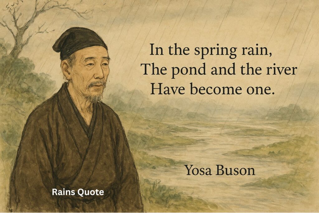 βIn the spring rain,
The pond and the river
Have become one.β