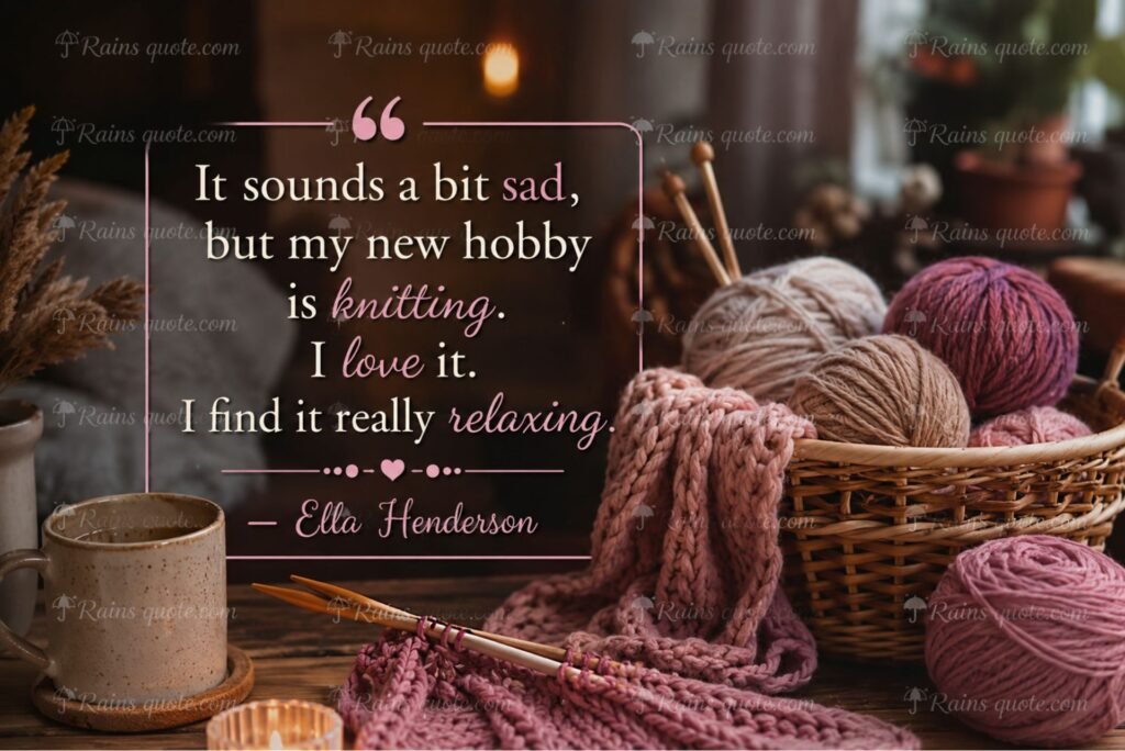 “It sounds a bit sad, but my new hobby is knitting. I love it. I find it really relaxing.”