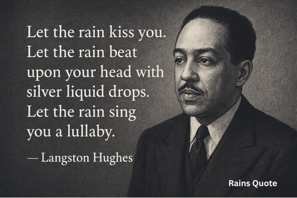 Let the rain kiss you.
Let the rain beat upon your head with silver liquid drops.
Let the rain sing you a lullaby.