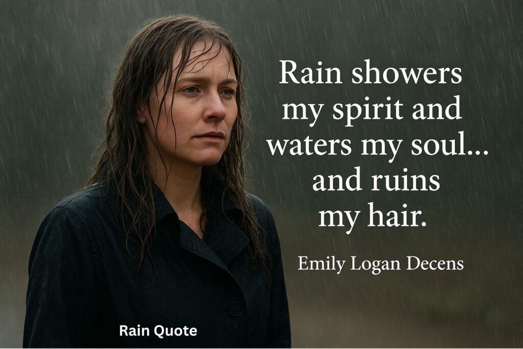 “Rain showers my spirit and waters my soul… and ruins my hair.”