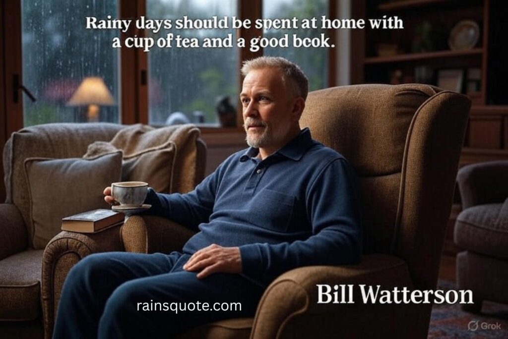 “Rainy days should be spent at home with a cup of tea and a good book.”