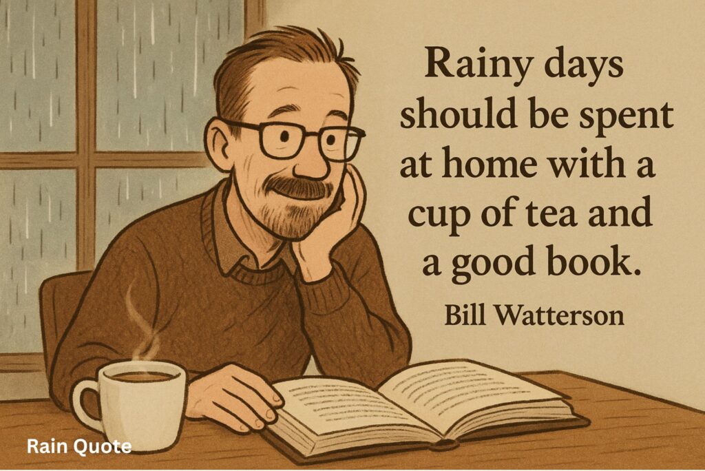 “Rainy days should be spent at
home with a cup of tea and a good book.