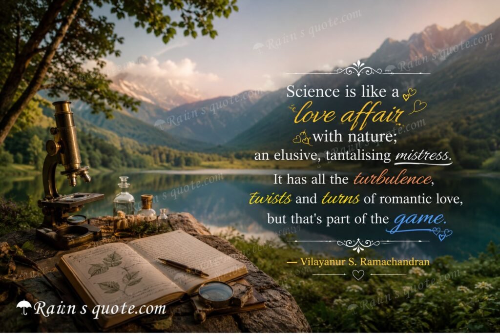 “Science is like a love affair with nature; an elusive, tantalising mistress. It has all the turbulence, twists and turns of romantic love, but that's part of the game.”
