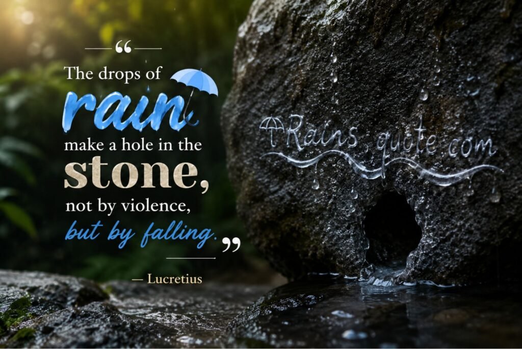 “The drops of rain make a hole in the stone, not by violence, but by falling.”