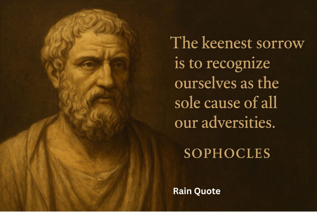 βThe keenest sorrow is to recognize ourselves as the sole cause of all our adversities.β