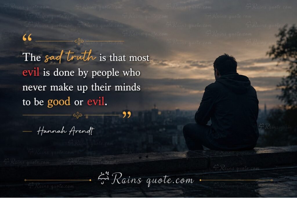 “The sad truth is that most evil is done by people who never make up their minds to be good or evil.”