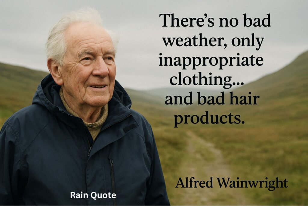 ”There’s no bad weather, only inappropriate clothing… and bad hair products.”