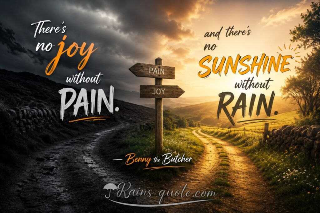 “There's no joy without pain and there's no sunshine without rain.”
