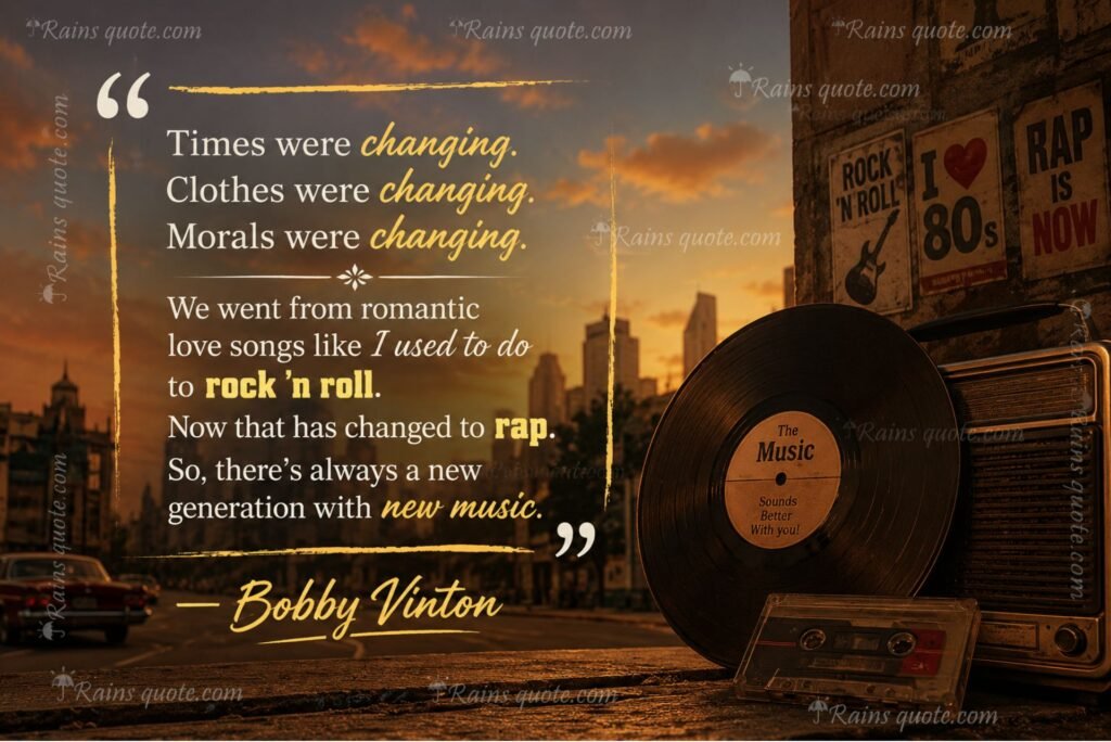 “Times were changing. Clothes were changing. Morals were changing. We went from romantic love songs like I used to do to rock 'n roll. Now that has changed to rap. So, there's always a new generation with new music.”