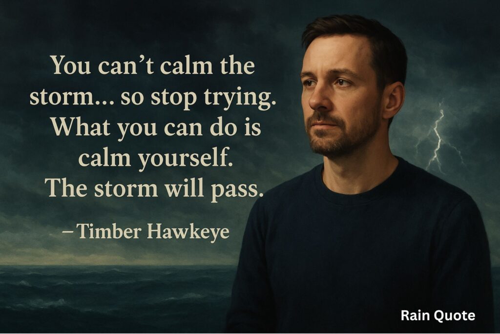 “You can’t calm the storm… so stop trying.
What you can do is calm yourself. The storm will pass.“