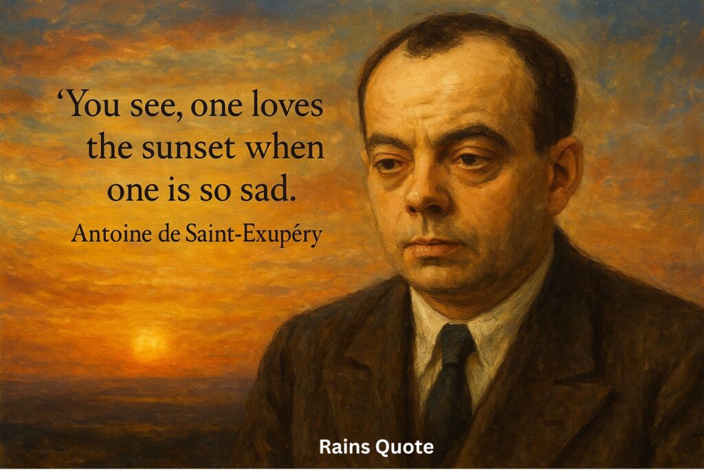 βYou see, one loves the sunset when one is so sad.β