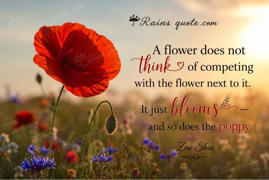 “A flower does not think of competing with the flower next to it. It just blooms — and so does the poppy.”