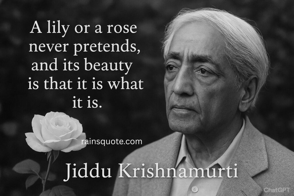 “A lily or a rose never pretends, and its beauty is that it is what it is.”