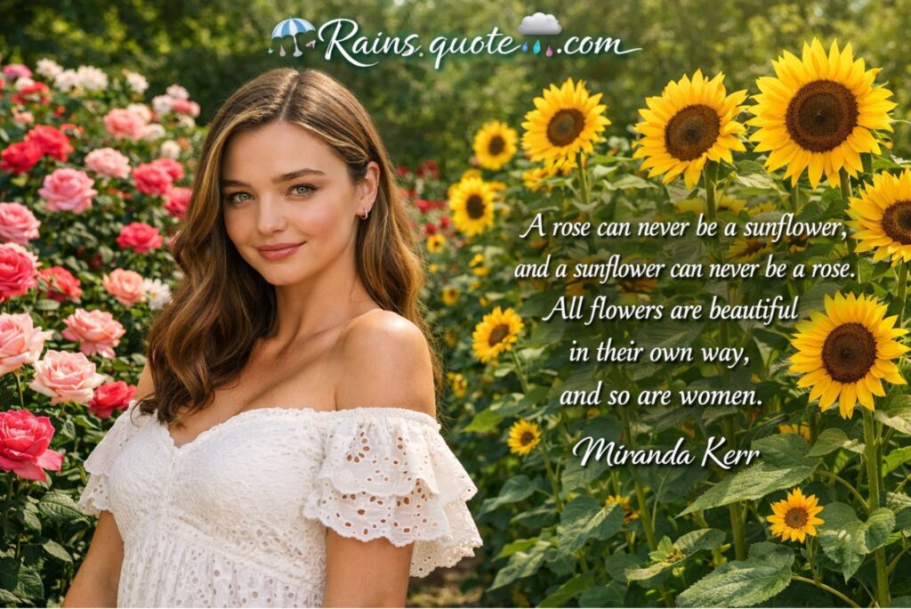 "A rose can never be a sunflower, and a sunflower can never be a rose. All flowers are beautiful in their own way, and so are women." 