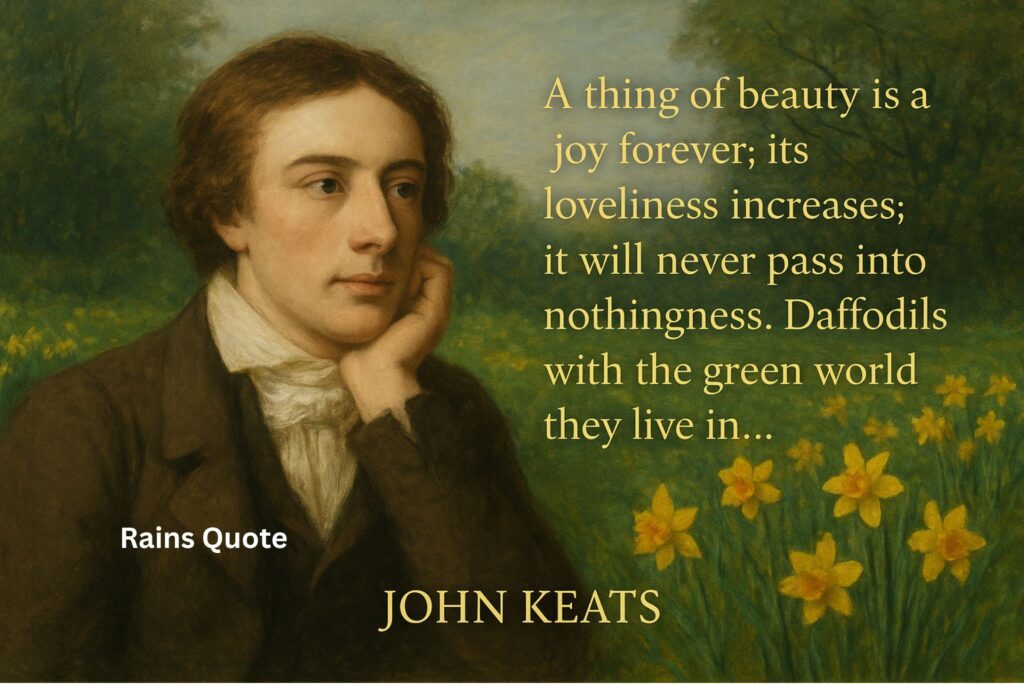 “A thing of beauty is a joy forever; its loveliness increases; it will never pass into nothingness. Daffodils with the green world they live in…”