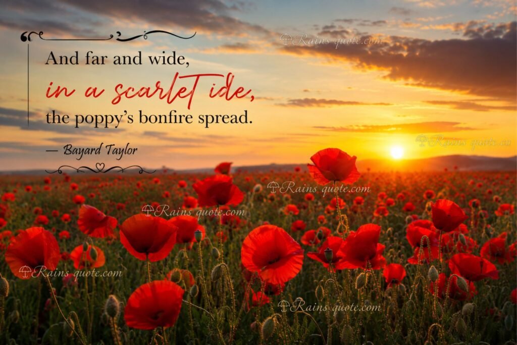 “And far and wide, in a scarlet tide, the poppy’s bonfire spread.”