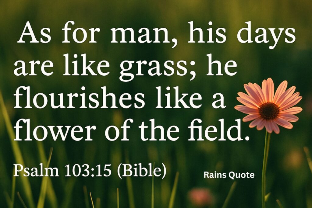 ."As for man, his days are like grass; he flourishes like a flower of the field."