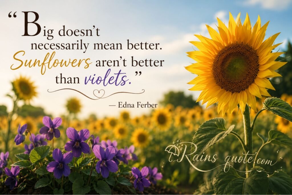 “Big doesn't necessarily mean better. Sunflowers aren't better than violets.”