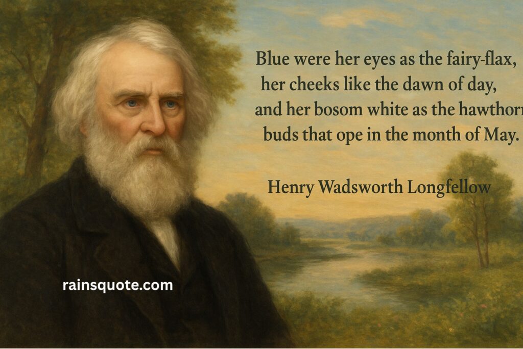 “Blue were her eyes as the fairy-flax, her cheeks like the dawn of day, and her bosom white as the hawthorn buds that ope in the month of May.”