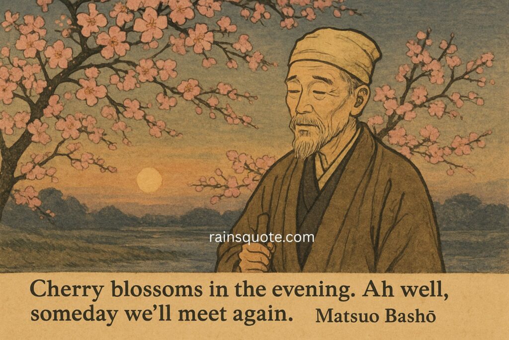 “Cherry blossoms in the evening. Ah well, someday we’ll meet again.”
