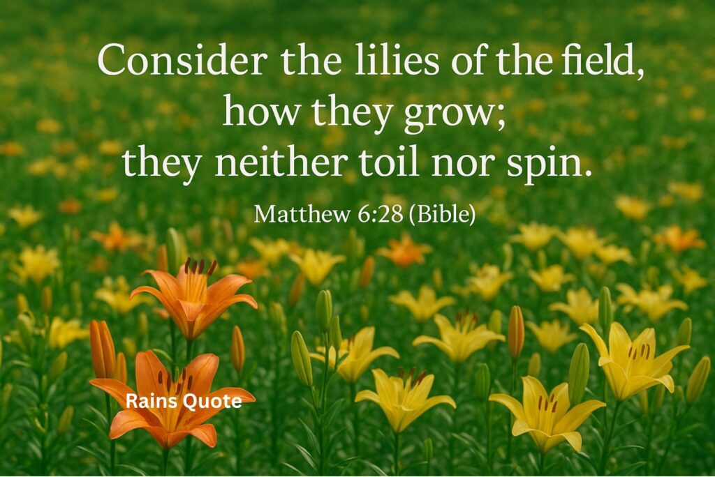 "Consider the lilies of the field, how they grow; they neither toil nor spin."