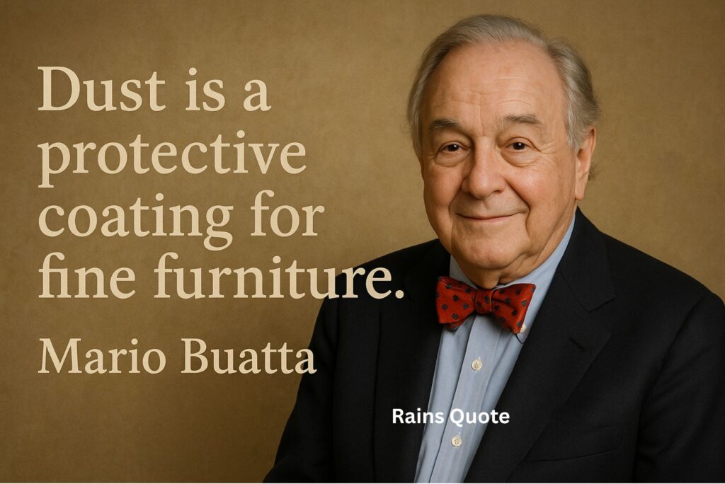 “Dust is a protective coating for fine furniture.”
