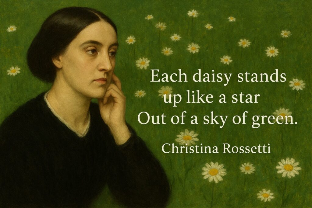 “Each daisy stands up like a star Out of a sky of green.”