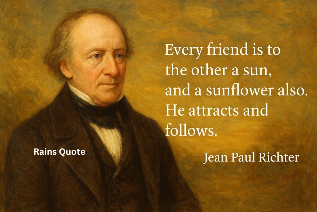 “Every friend is to the other a sun, and a sunflower also. He attracts and follows.”