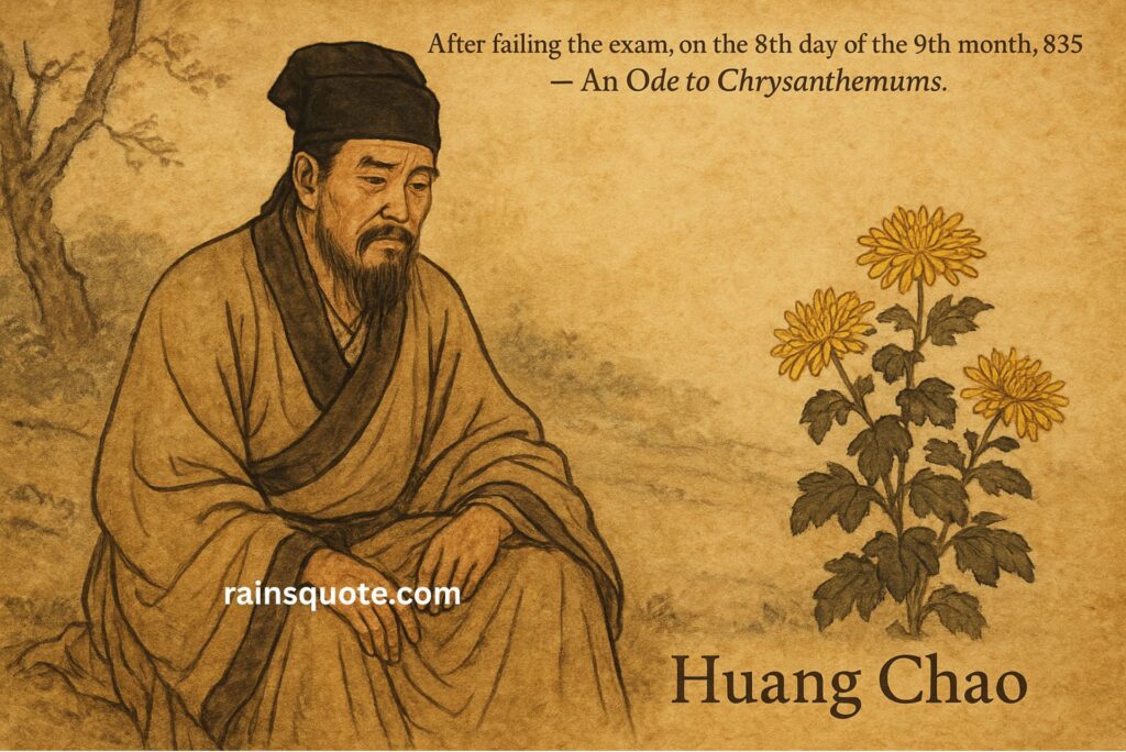 “After failing the exam, on the 8th day of the 9th month, 835 — An Ode to Chrysanthemums.”