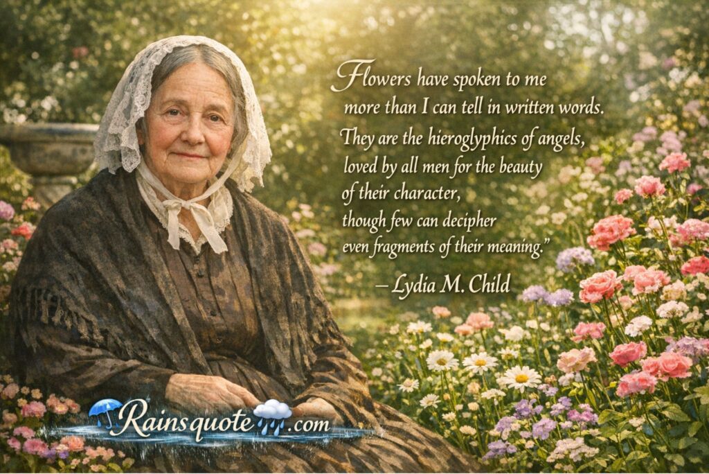 “Flowers have spoken to me more than I can tell in written words. They are the hieroglyphics of angels, loved by all men for the beauty of their character, though few can decipher even fragments of their meaning."