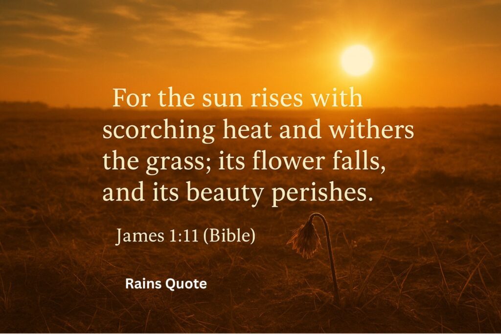 "For the sun rises with scorching heat and withers the grass; its flower falls, and its beauty perishes."