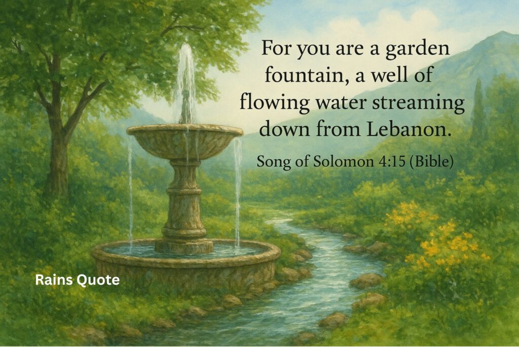 "For you are a garden fountain, a well of flowing water streaming down from Lebanon."