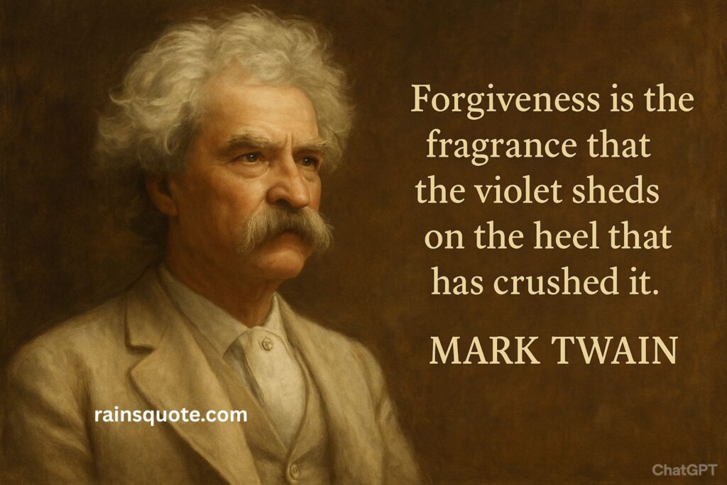 “Forgiveness is the fragrance that the violet sheds on the heel that has crushed it.”
