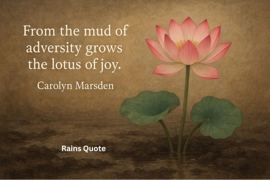โFrom the mud of adversity grows the lotus of joy.โ