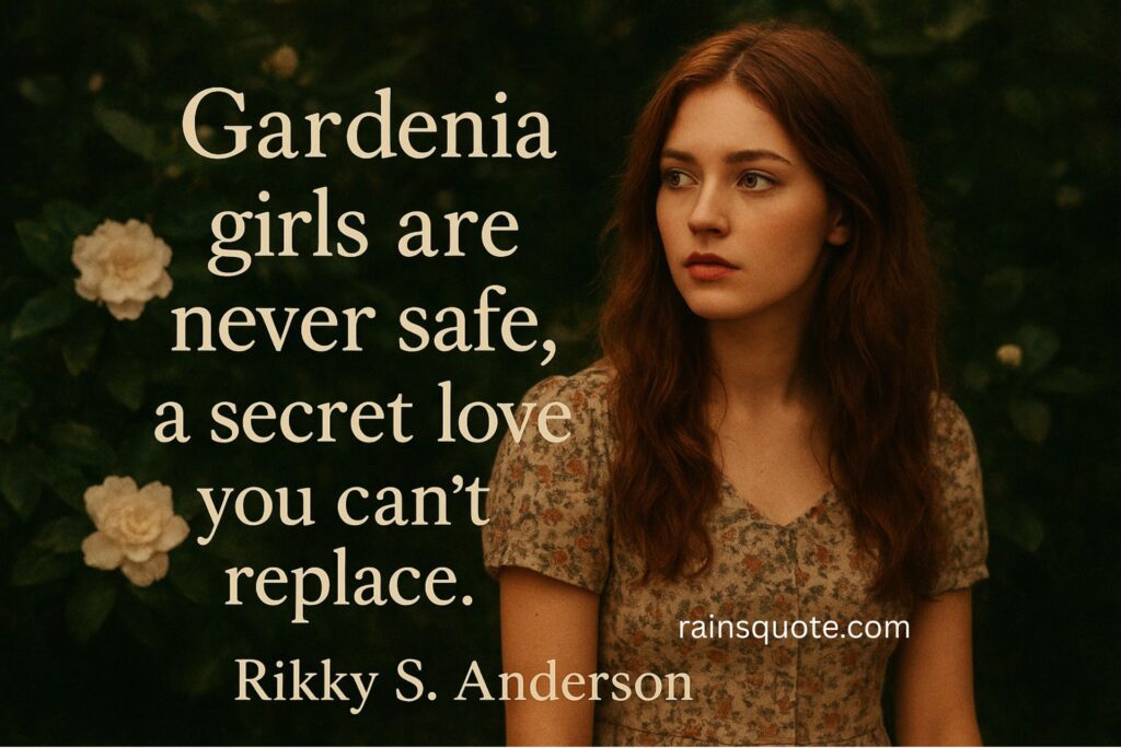 “Gardenia girls are never safe, a secret love you can’t replace.”