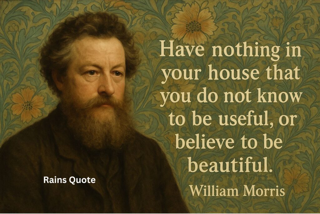 “Have nothing in your house that you do not know to be useful, or believe to be beautiful.”