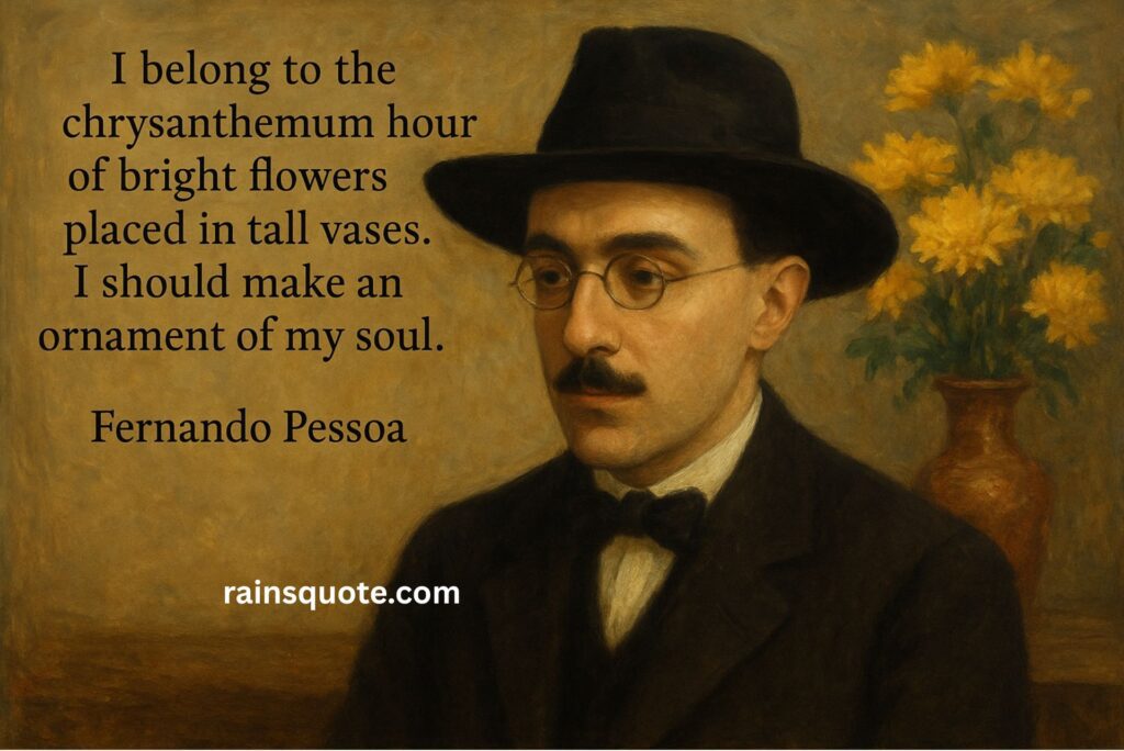 “I belong to the chrysanthemum hour of bright flowers placed in tall vases. I should make an ornament of my soul.”