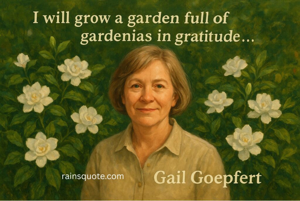 “I will grow a garden full of gardenias in gratitude…”
